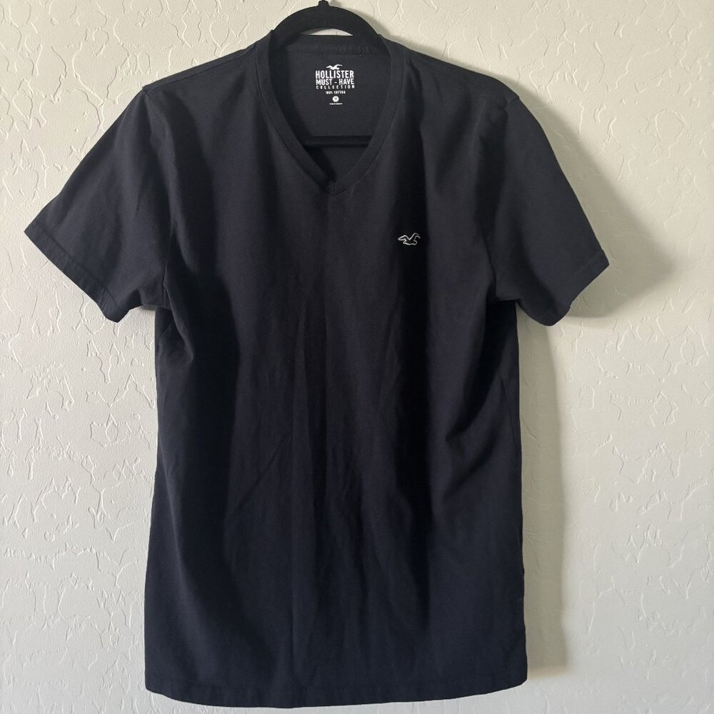 Hollister Size M Black V Neck Short Sleeve Must Have T Tee Shirt Bird Seagull